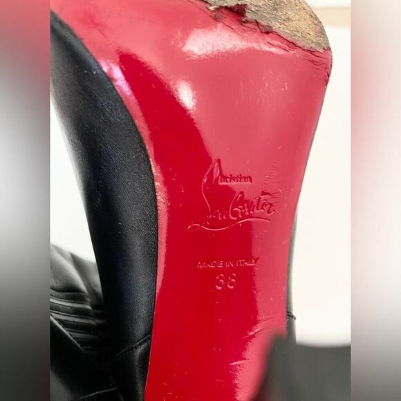 Christian Louboutin Me in the 90's 100 Black Leather Calf High Heels Boots EU 38 - Picture 7 of 8